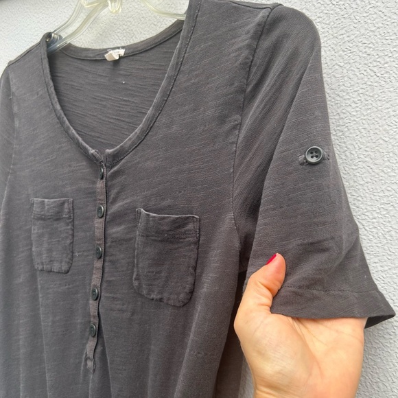 J Crew shirt dress sz XS grey Henley pullover 100% cotton short sleeve casual - Picture 4 of 9